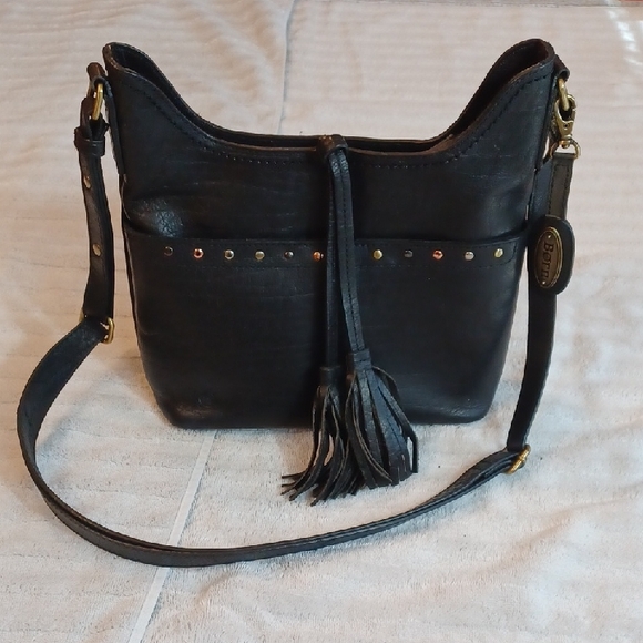 Born 100% Black  Chunky  Leather Studded  Shoulder Bag - Picture 16 of 17
